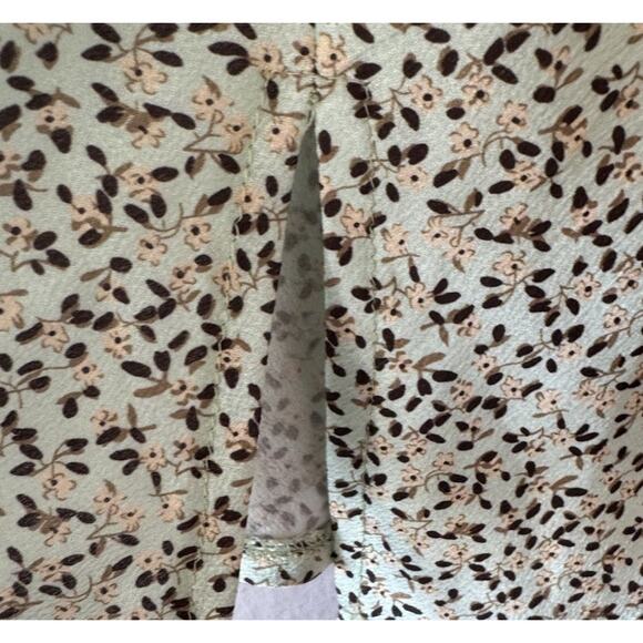 Princess Polly Floral Satin Slip Dress Size 2 Light Green Slit Party Boho Glam - Picture 5 of 8